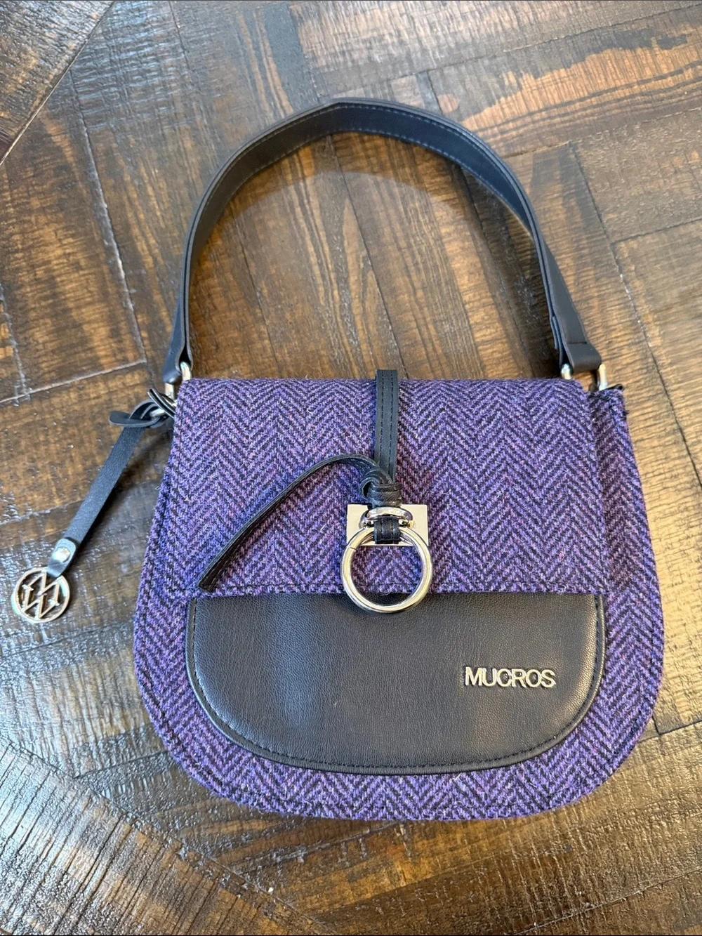 Mucros Weavers Grace Purple Wool Tweed Shoulder Bag Ireland NWOT